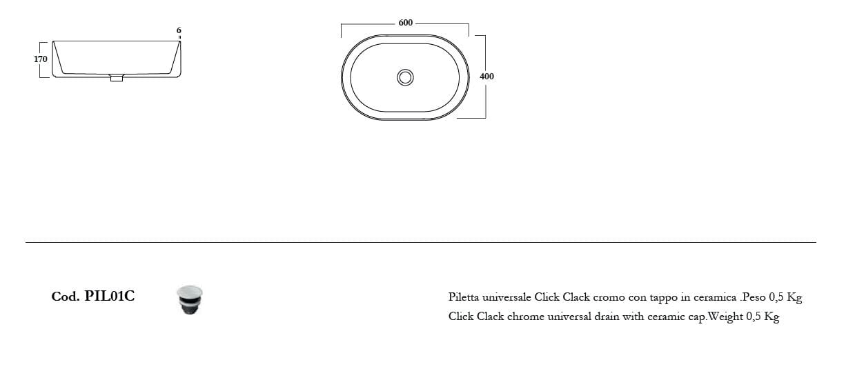 Керамическая овальная столешница Olympia Ceramica Open ARCH-00024602 - Вид №3