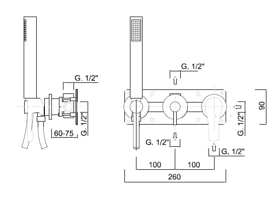 Смеситель для душа с ручным душем Rubinetteria Giulini Ego ARCH-00067978 - Вид №2