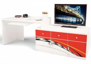 Стол модульный ABC-KING Г Тумба 400+800 La-Man ПРАВЫЙ красный