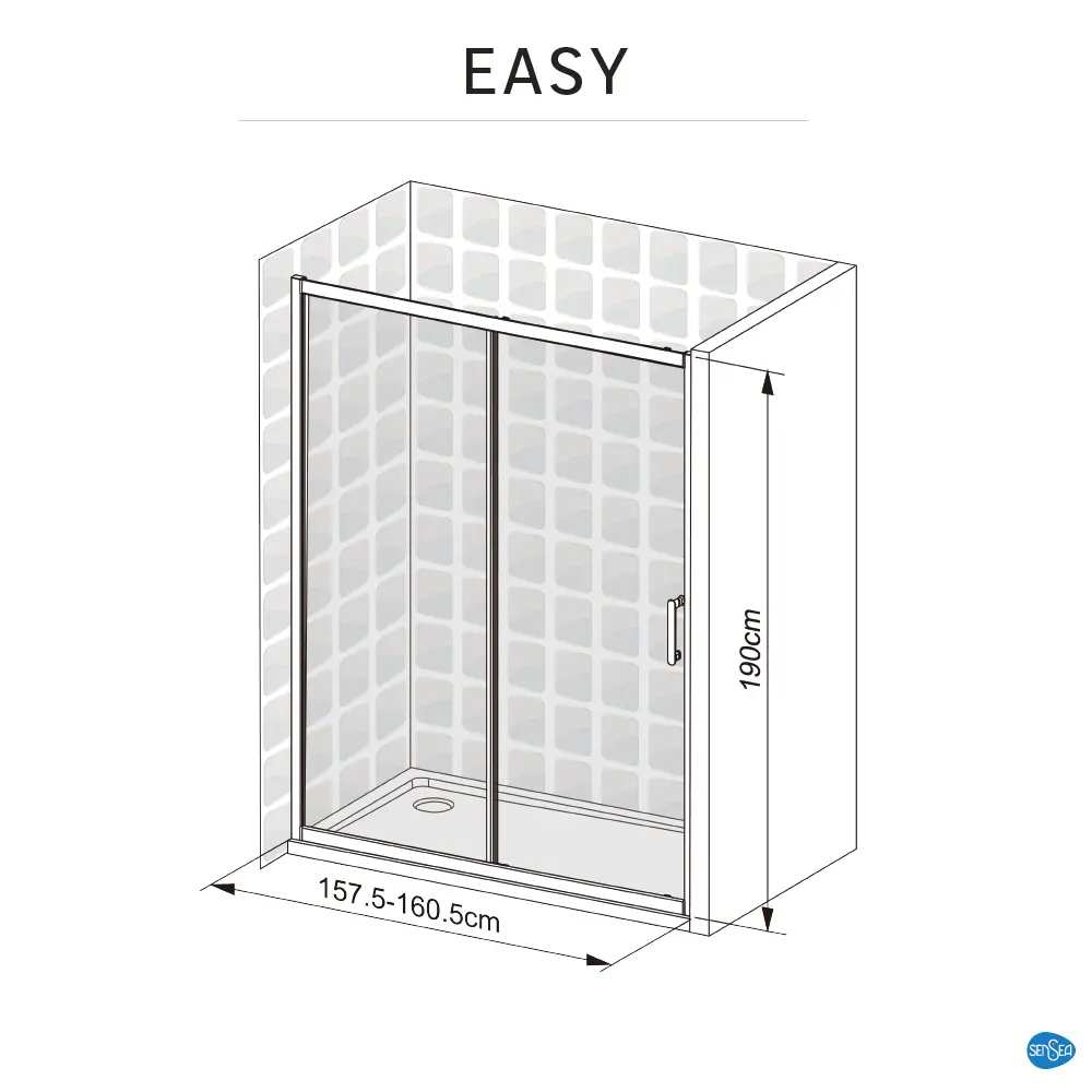 Комплект стекол для раздвижной душевой двери Sensea Easy 160 см прозрачное стекло, цвет профиля на выбор 85868673 STLM-2063414 - Вид №25