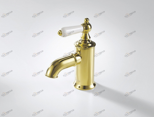 Смеситель для ванной комнаты на раковину низкий. Покрытие золото ART F175109G bravat