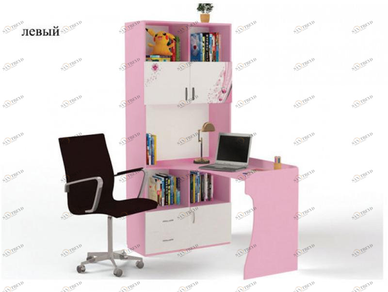 Стол-стеллаж ABC-KING Princess левый розовый 4631148296114