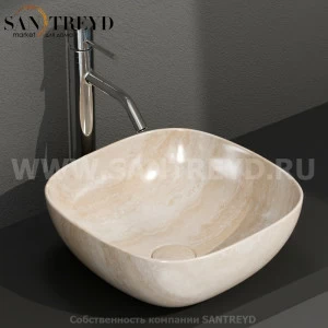 B6Q38TR Накладная раковина на столешницу  квадратная Ceramica Globo T-EDGE