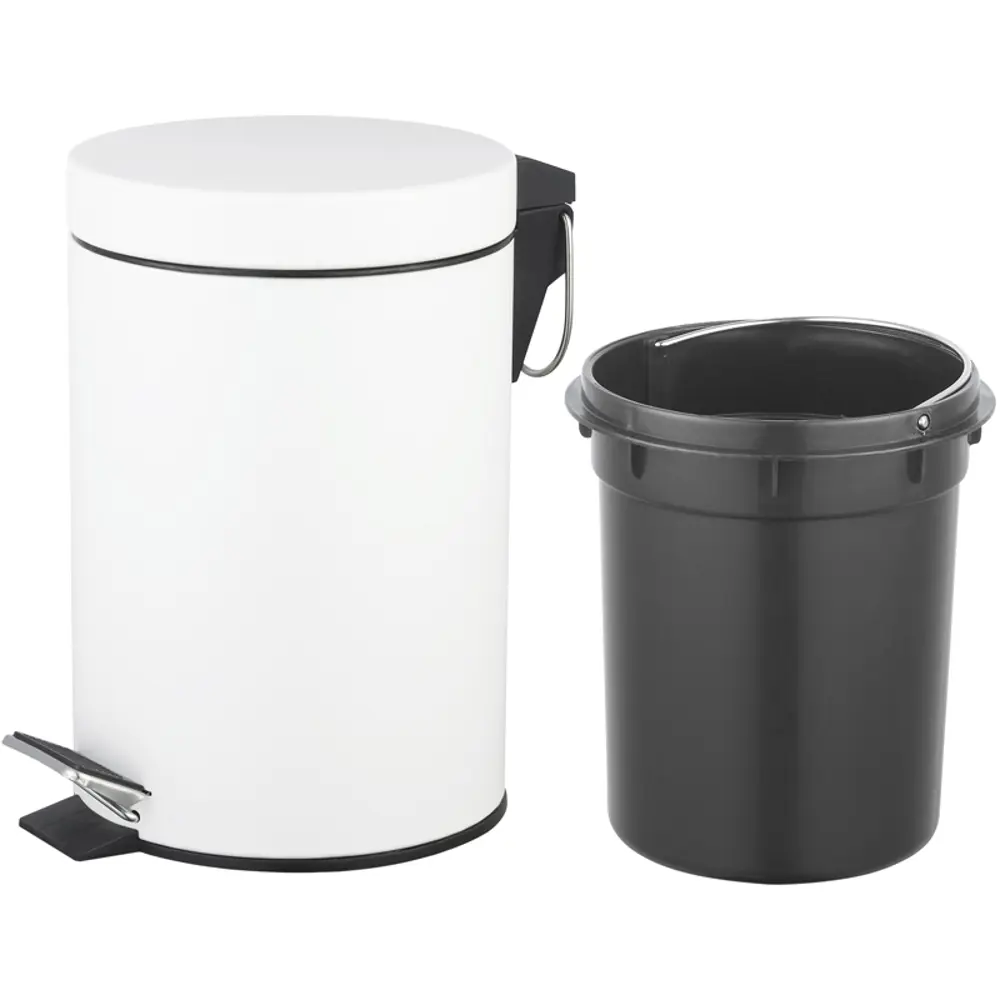 Контейнер для мусора для ванной KONSENSA Терни 3 л сталь цвет белый STLM-2089026 - Вид №2