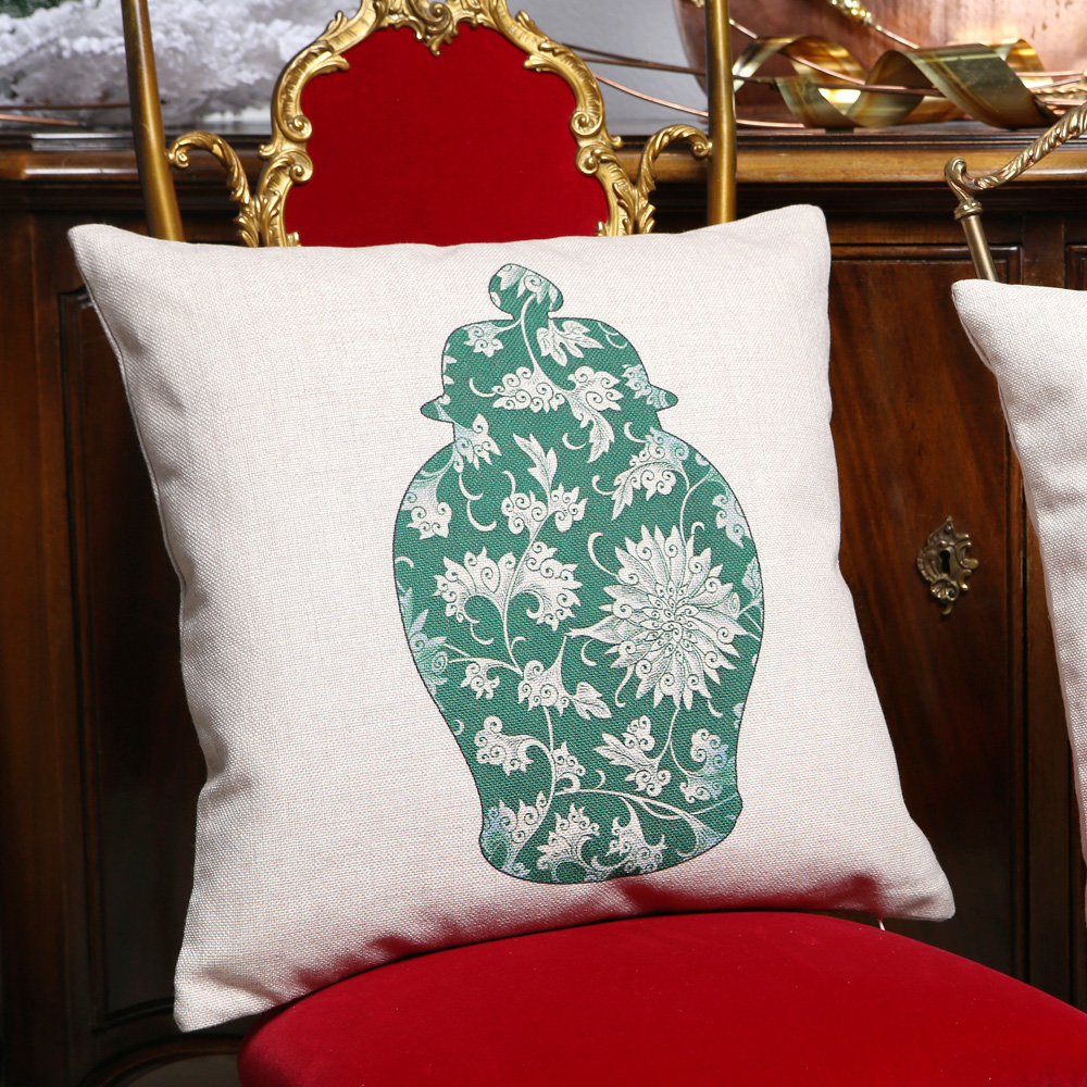 2719167 Декоративная подушка «Китайская ваза», версия 4, антик грин Object Desire  - Вид №1