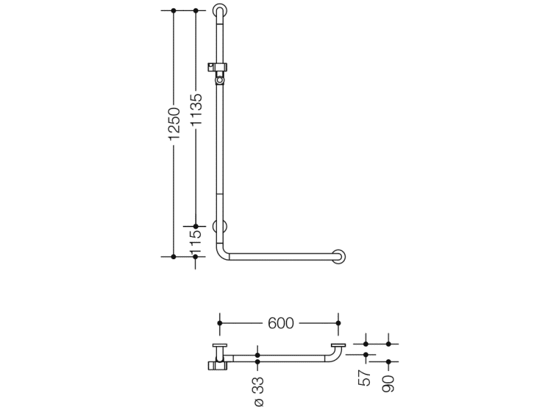 801.33.226 Угловая ручка с держателем для душа HEWI Greifen  - Вид №1