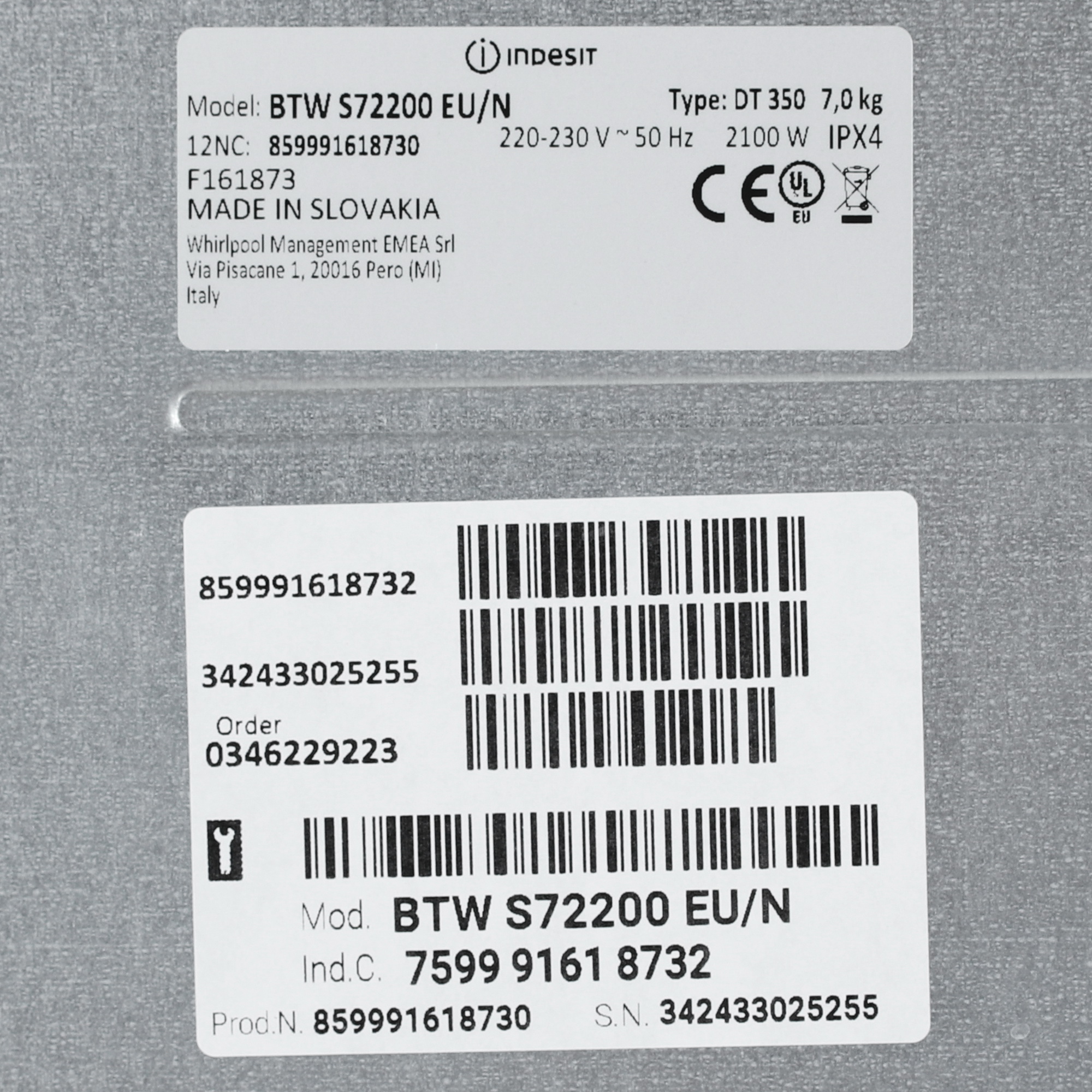 9153059 Стиральная машина Indesit BTW S72200 EU/N белый STDN-0110639 - Вид №8