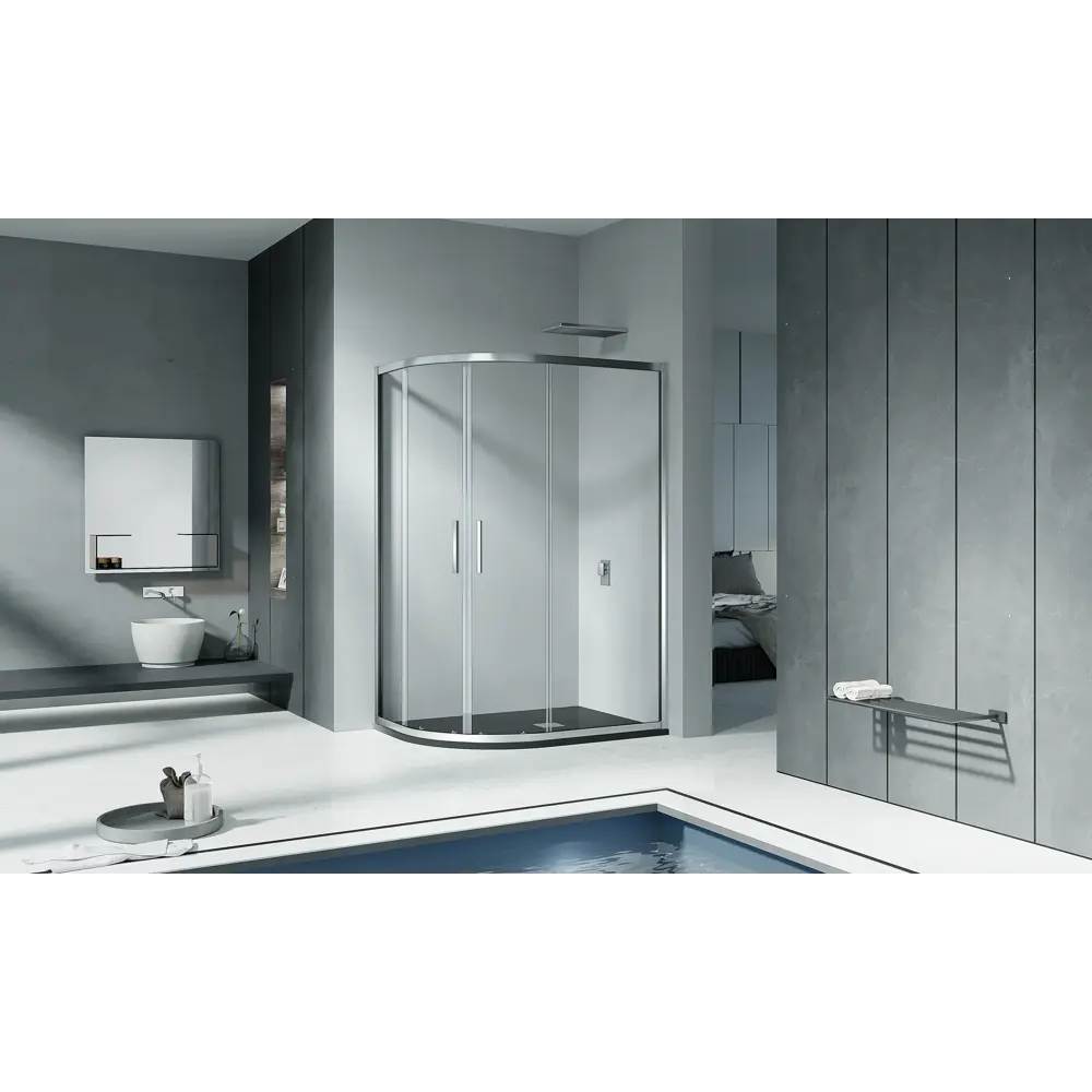 Душевой уголок Makiato New 120×80 см с раздвижными дверями и хромированным профилем 89413585 Santreyd STLM-1581448
