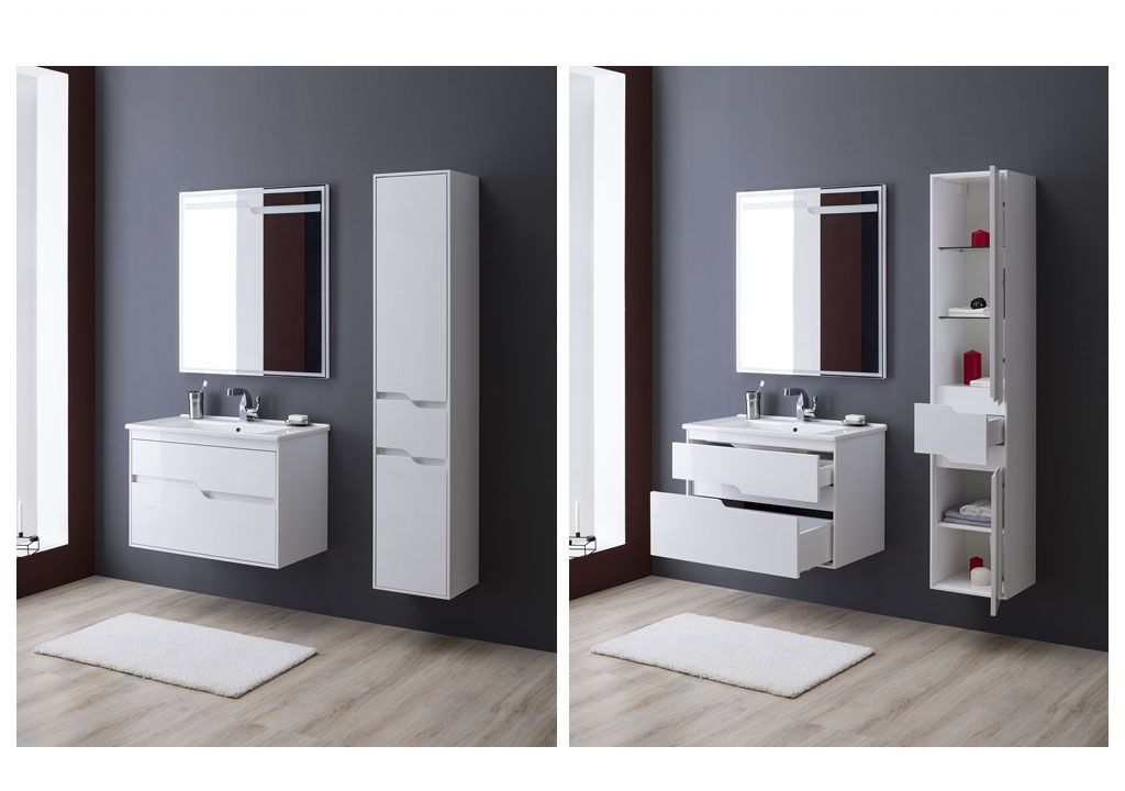 Шкаф-пенал для ванной Aquanet Модена 35 белый 00196967 - Вид №4