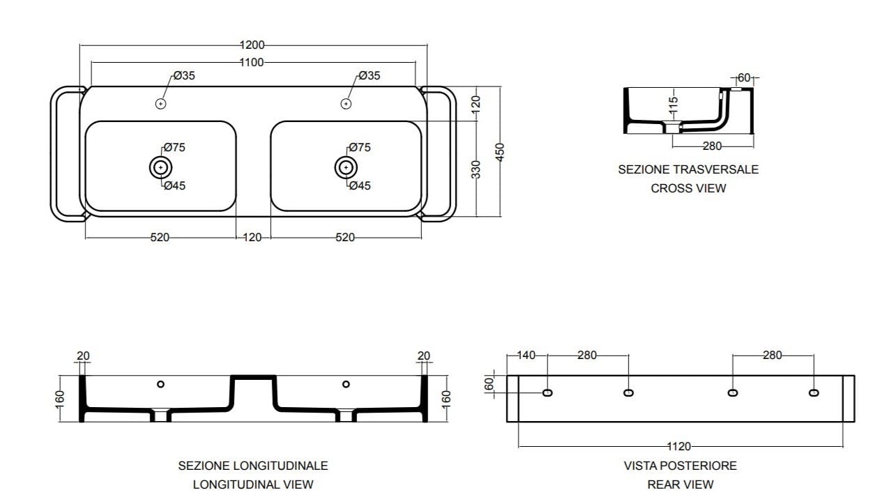 Двойная раковина из нержавеющей стали с держателем для полотенец Axa вещь ARCH-00145467 - Вид №3
