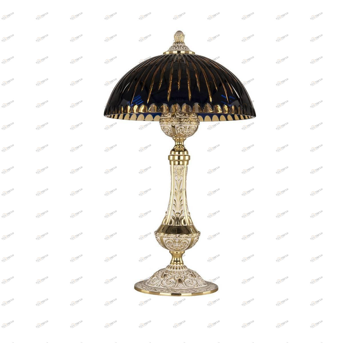 Лампа настольная хрустальная 47х25 см синяя Bohemia Ivele 71100L/25 GW Amber-Blue/H-1K BOHEMIA IVELE КЛАССИЧЕСКИЕ 00-3889250 Бронза;синий 