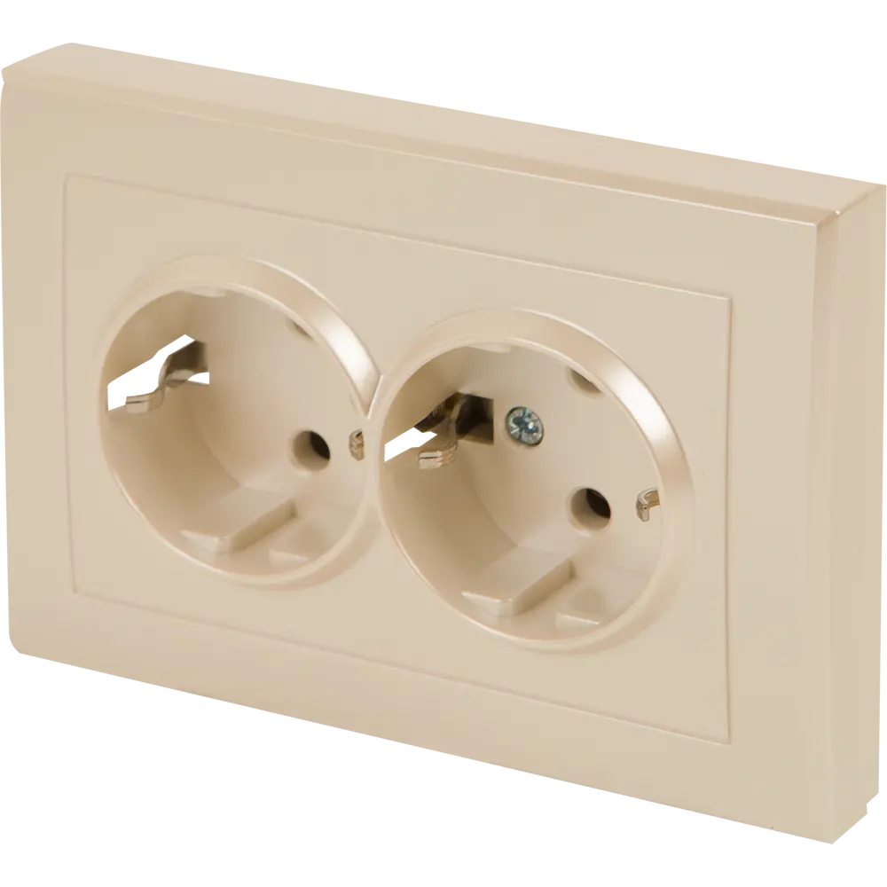 Розетка двойная встраиваемая Lexman Виктория с заземлением, цвет жемчужно-белый 82303147 STLM-2036073 - Вид №1
