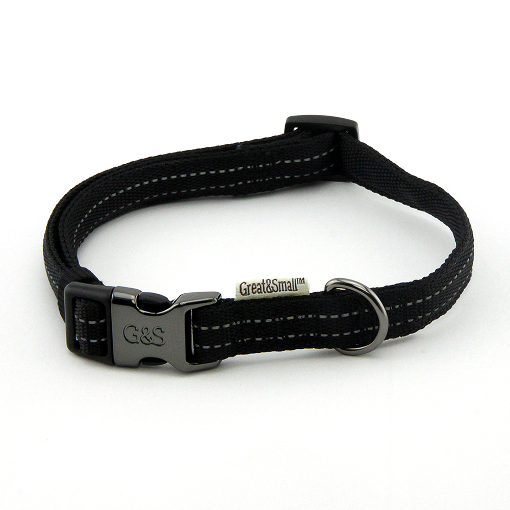 ПР0043600 Ошейник для собак со светоотражающей острочкой 25х450-650мм нейлон черный Great&Small 