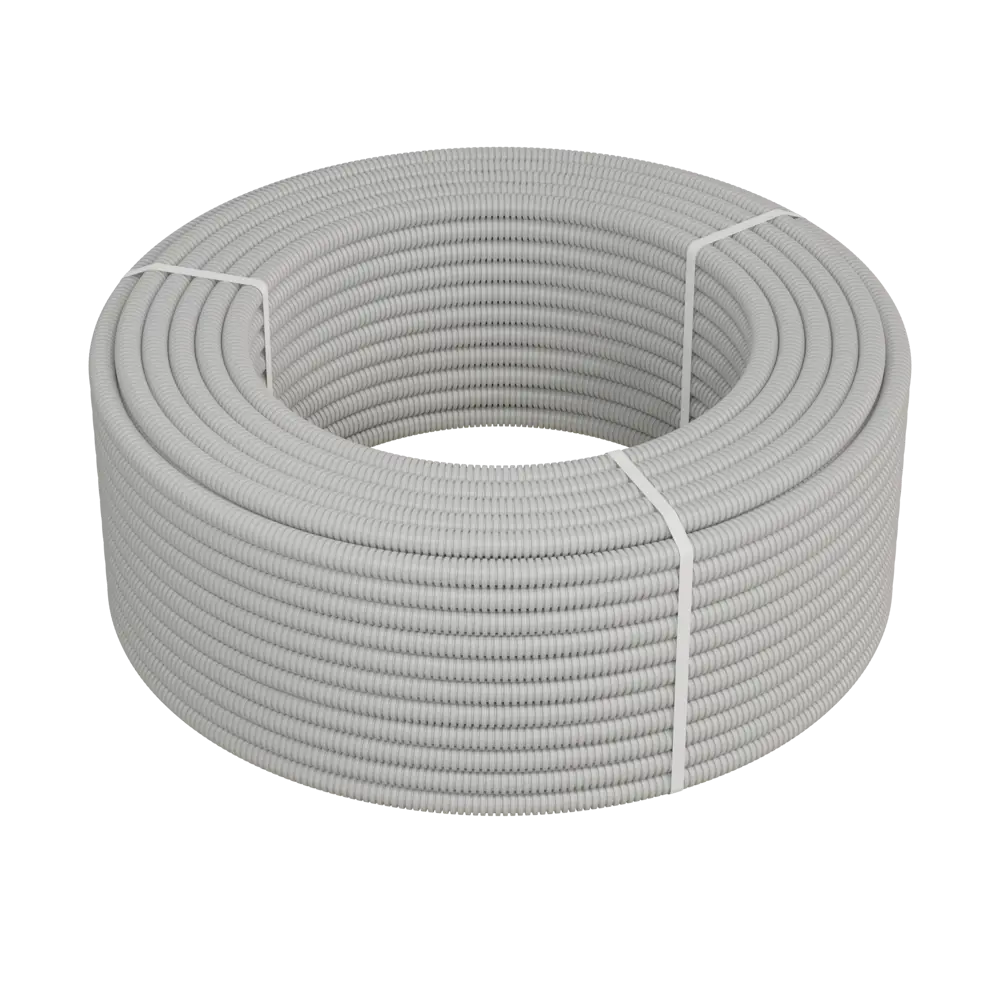 Труба гофрированная Экопласт D20 мм 100 м ПВХ легкая с протяжкой цвет серый STLM-2065345 - Вид №1