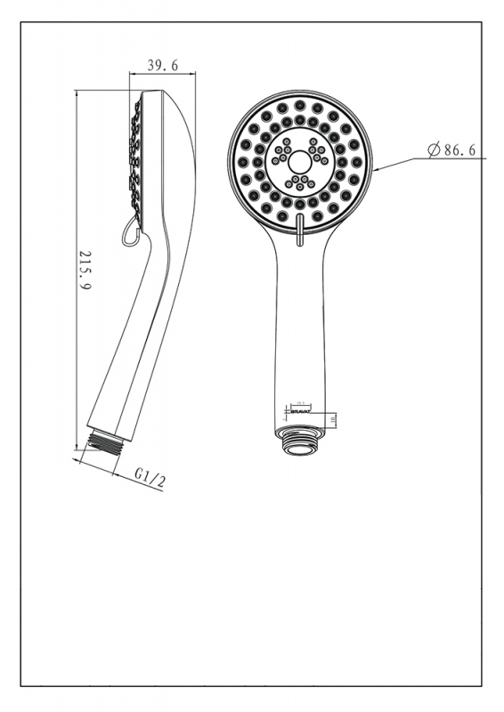 Душевая лейка с тремя режимами переключения ECO P70136CP-1-RUS bravat - Вид №1
