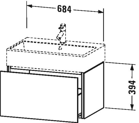 LC617608080 Тумбочка подвесная L-Cube #LC6176 684 x 459 мм Graphit Super Matt Duravit - Вид №1
