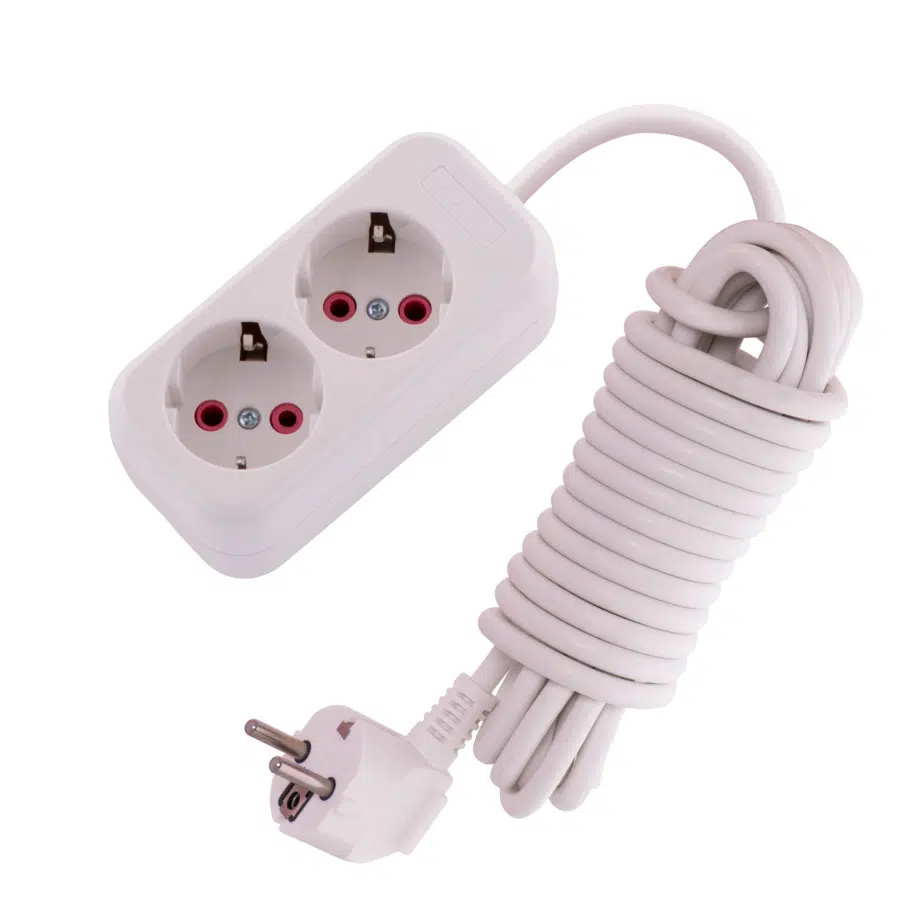 LILA Удлинитель с заземление 2 входа, 5 метров белый LEZARD 720-0205-201