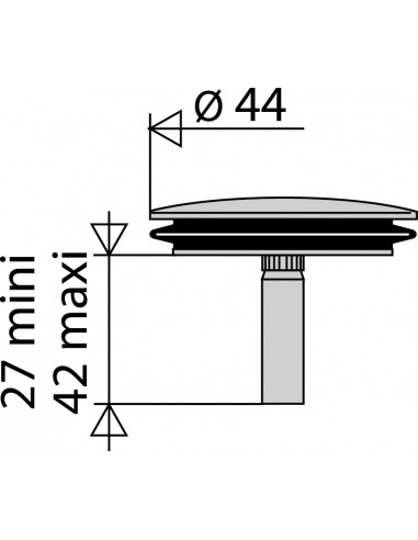 042300 000 01  Всплывающий клапан для ванны, Д. 44 мм, латунь Valentin Хром  - Вид №2