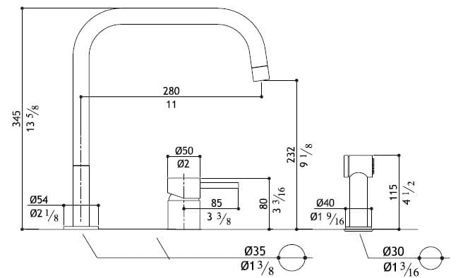 Смеситель для кухни из нержавеющей стали MGS F2 ARCH-00091384 - Вид №1