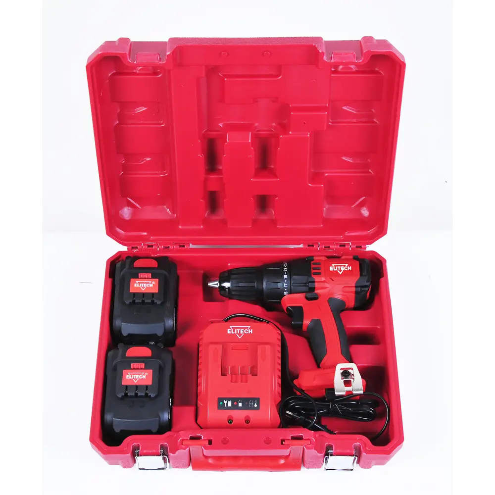 Дрель-шуруповерт аккумуляторная Elitech ДА 18БЛ2 E2201.011.02, 18 В Li-ion 2x4 Ач STLM-2093326 - Вид №12