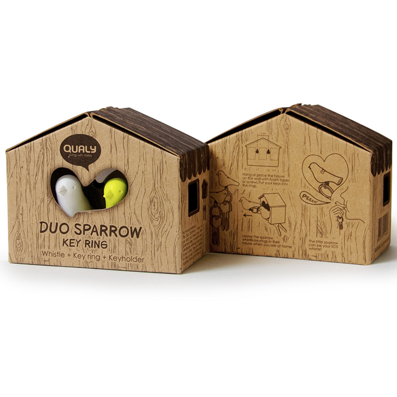 Держатель+брелок для ключей двойной sparrow белый-зеленый QUALY  253168 Зеленый  - Вид №3