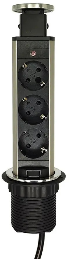 90799522 Розетка выдвижная тройная встраиваемая Rocketsocket AM-105S-3EU-12 с заземлением вертикальная цвет чёрный графит STLM-0387301