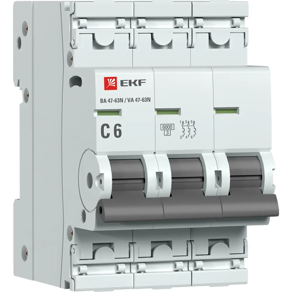 Автоматический выключатель EKF Proxima ВА47-63 3P N C6 А 6 кА STLM-2044408