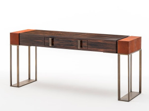 Прямоугольная консоль из черного дерева с ящиками