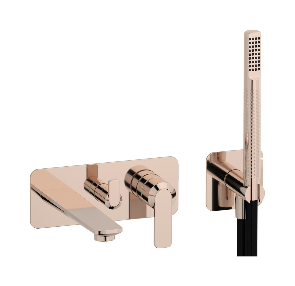 Настенный смеситель для ванны с изливом и отдельным душем WE ARE IB c6498rs Rose Gold C-67