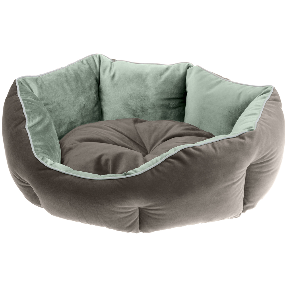 ПР0057056 Двухсторонняя софа для собак QUEEN 60 зелено-серая (велюр) 60x46xh20см FERPLAST 