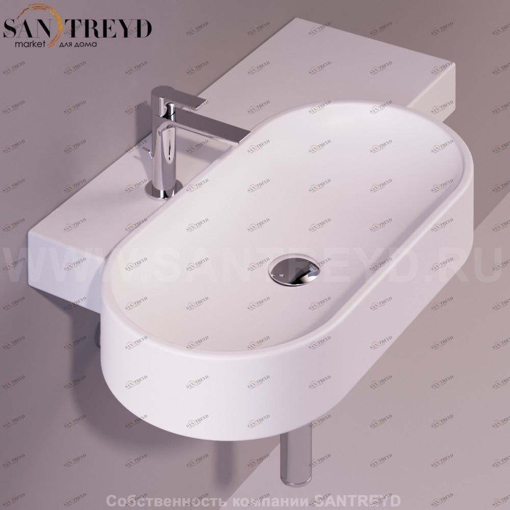 FL23BIANCOMATT Подвесная раковина настенная овальная Simas Flow белая