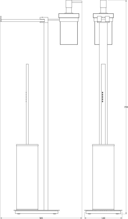 TIF 922 Стойка c 3-мя аксессуарами для туалета с биде 80 cm LINEAG TIFFANY LUX - Вид №1