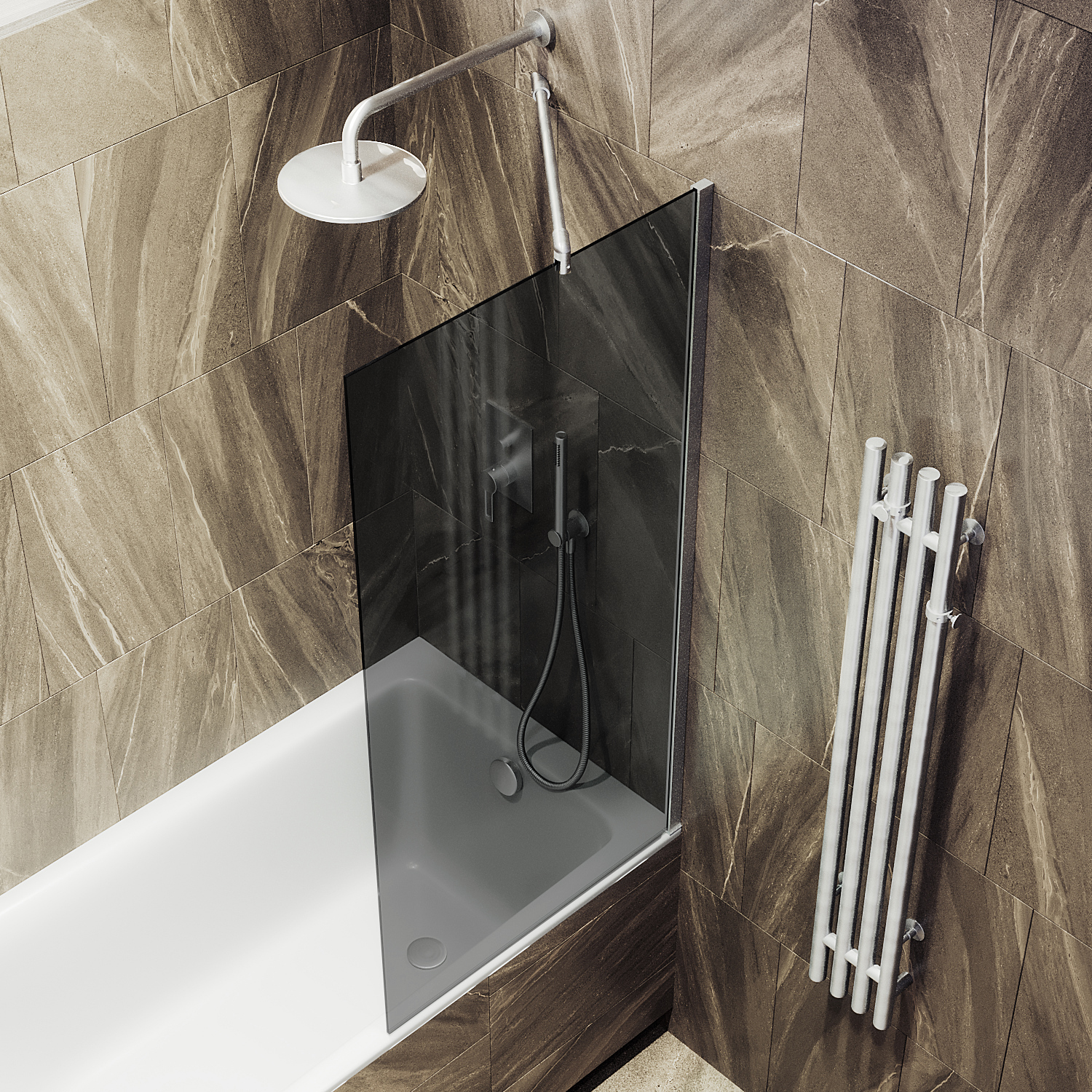 Шторка для ванны в широком профиле ST-83-5ш Public Steel