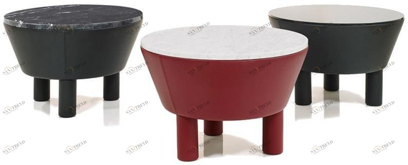 Wittmann Журнальный столик обтянутый кожей с мраморной столешницей sun-id-1442119