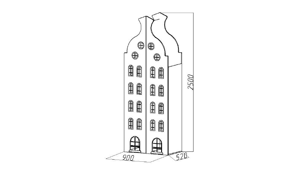 Шкаф-домик детский двухдверный "Амстердам-2-XL" МАНДАРИН АМСТЕРДАМ 179566 Голубой Santreyd  - Вид №4