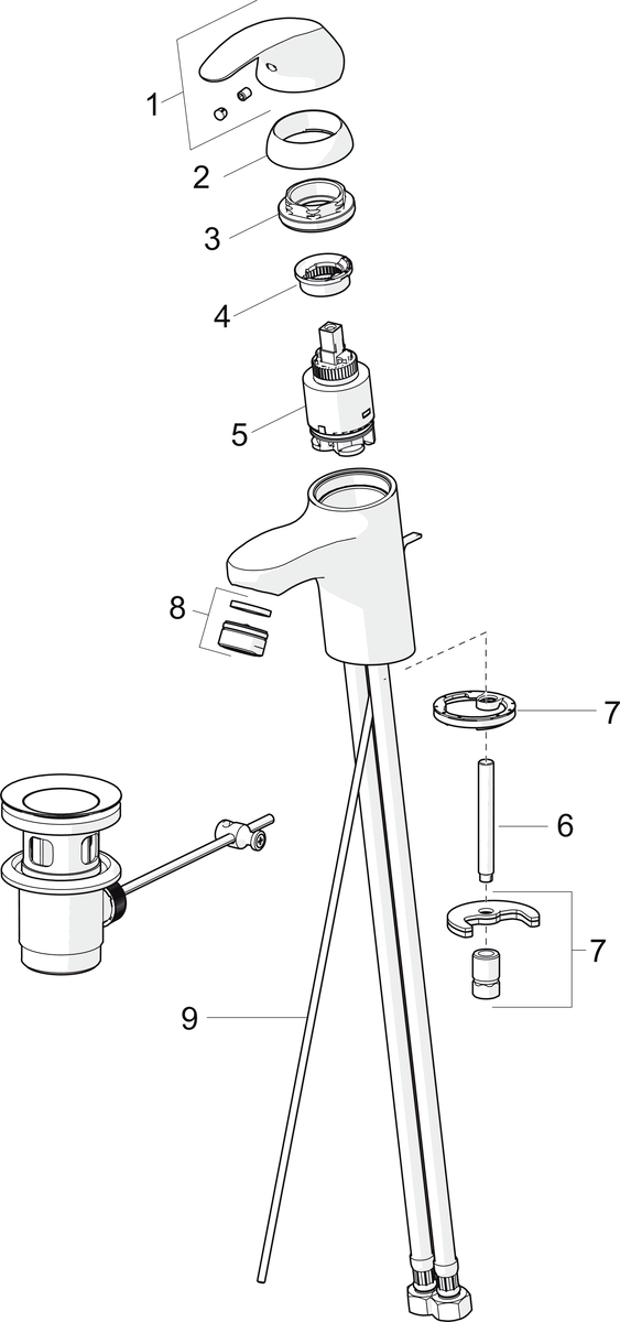 Oras 1400F Смеситель для умывальника 1400F Polara Хром  - Вид №4