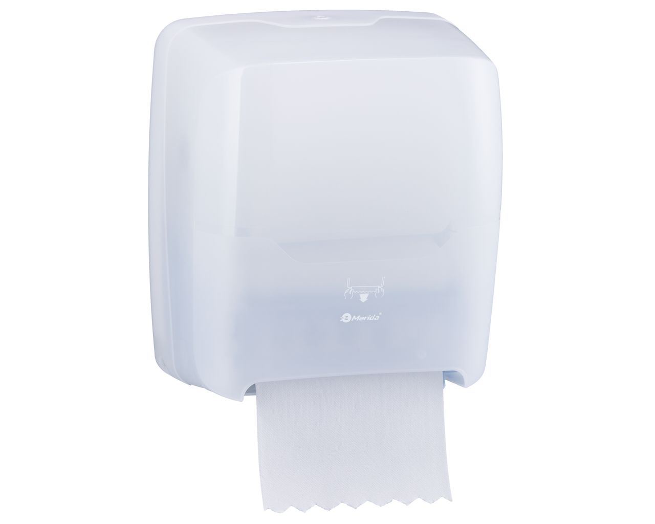 CHB301 HARMONY AUTOMATIC MAXI механический диспенсер для рулонов бумажных полотенец, пластик, прозрачный белый Merida  - Вид №4