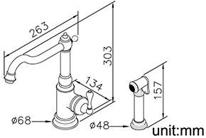 JUSTIME Смеситель для кухни с вытяжным душем Classik 6703-96-82sk - Вид №1