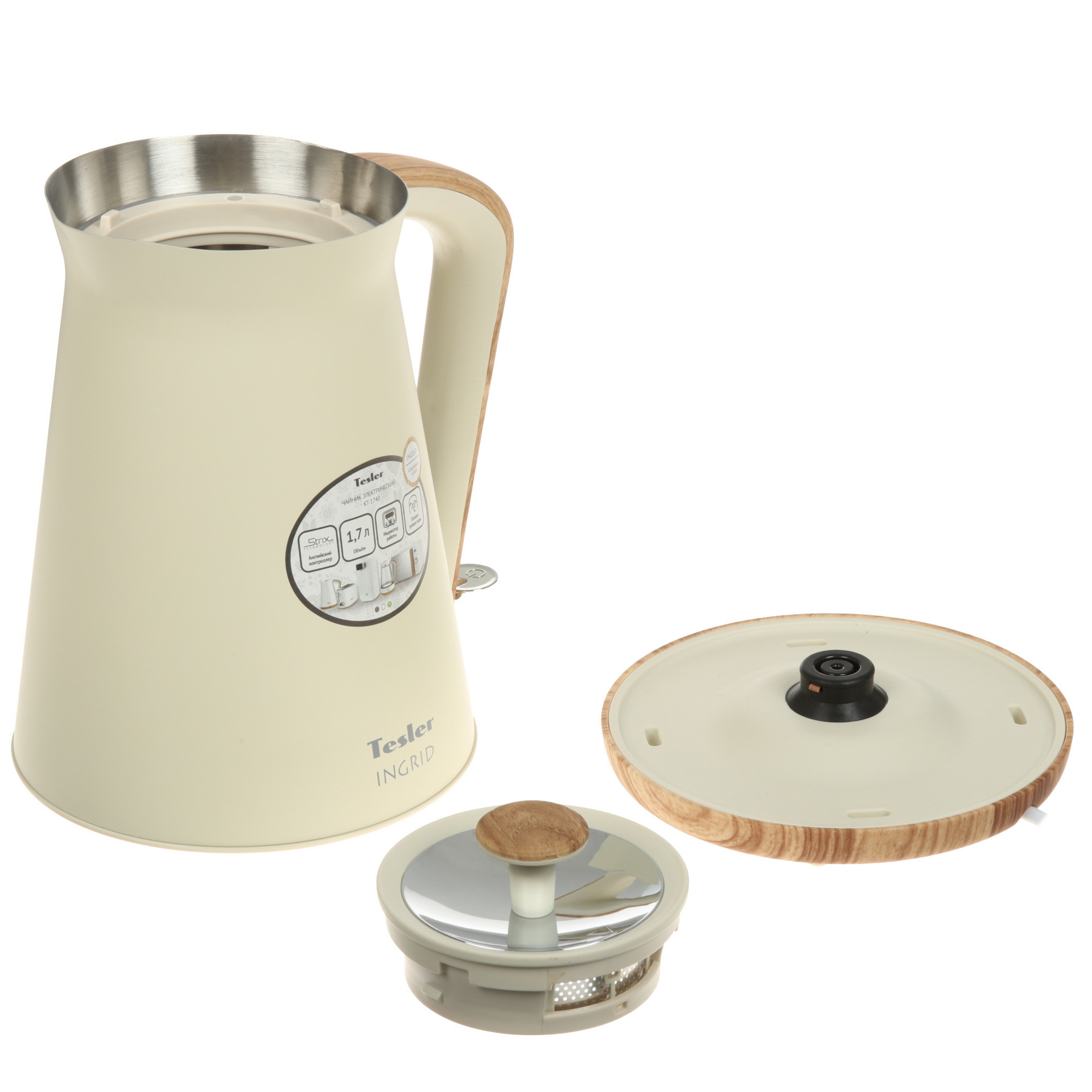 9057414 Электрочайник Tesler KT-1740 бежевый STDN-0110736 - Вид №5