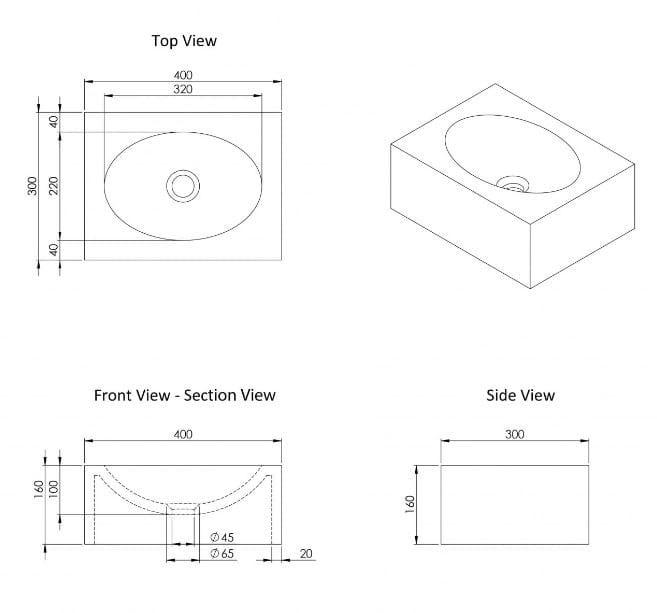 Мраморная овальная одиночная подвесная раковина LUSSO COCO ARCH-00137895 - Вид №3