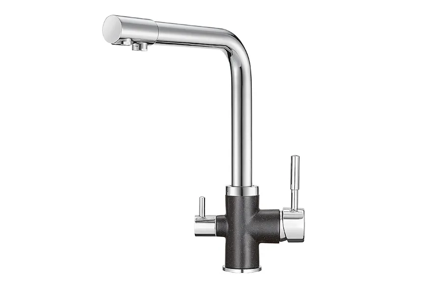 3015, XРОМ/ЧЁРНЫЙ, СМЕСИТЕЛЬ КУХОННЫЙ GRANULA 3015-ST142 - Вид №1