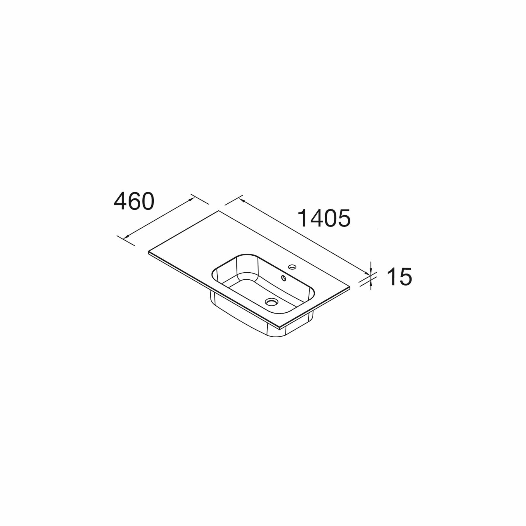 24806 SALGAR Раковина SOFIA 1405 Тумба слева MINERALMARMO 1405 x 15 x 460 - Вид №1