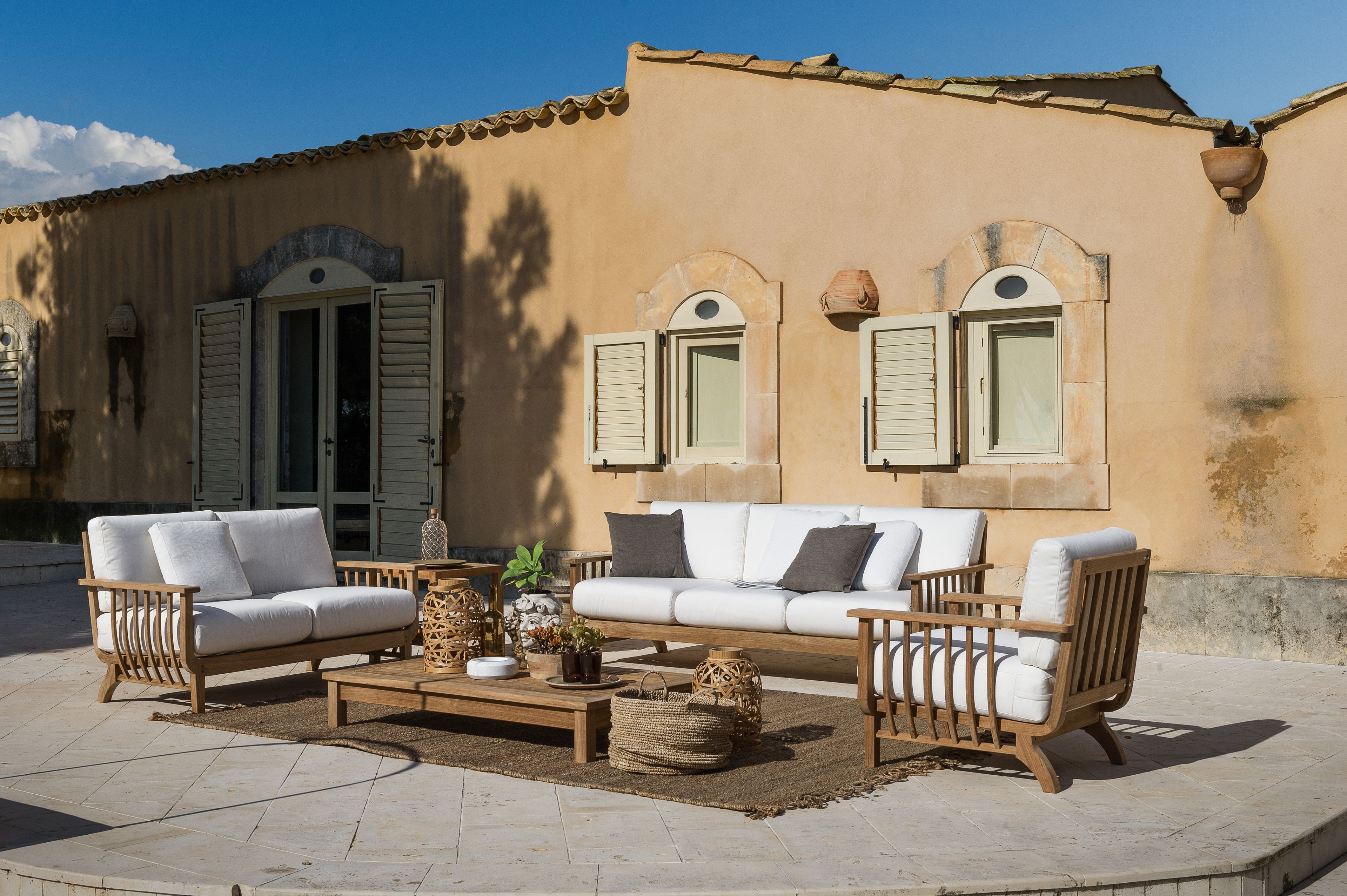 Садовый диван из тикового дерева и акриловой ткани Unopiù Chelsea ARCH-00045719 - Вид №2