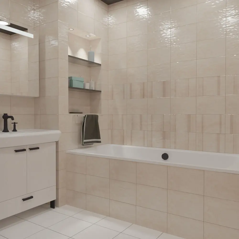 Плитка настенная Нефрит-Керамика Театро 30x20 см 1.2 м² глянцевая цвет бежевый бетон STLM-2013523 - Вид №5