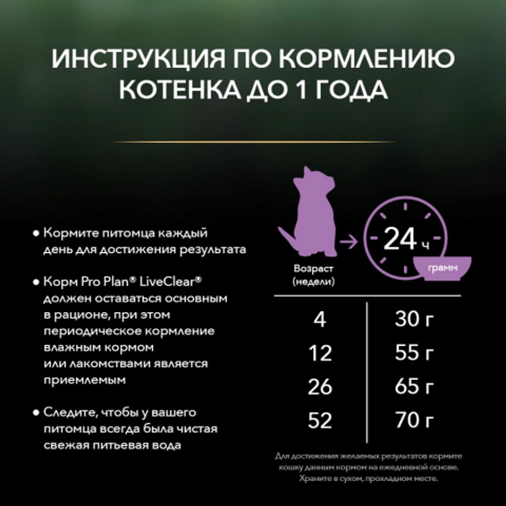 ПР0053588 Корм для котят LiveClear снижает количество аллергенов в шерсти, индейка сух. 1,4 кг Pro Plan  - Вид №5