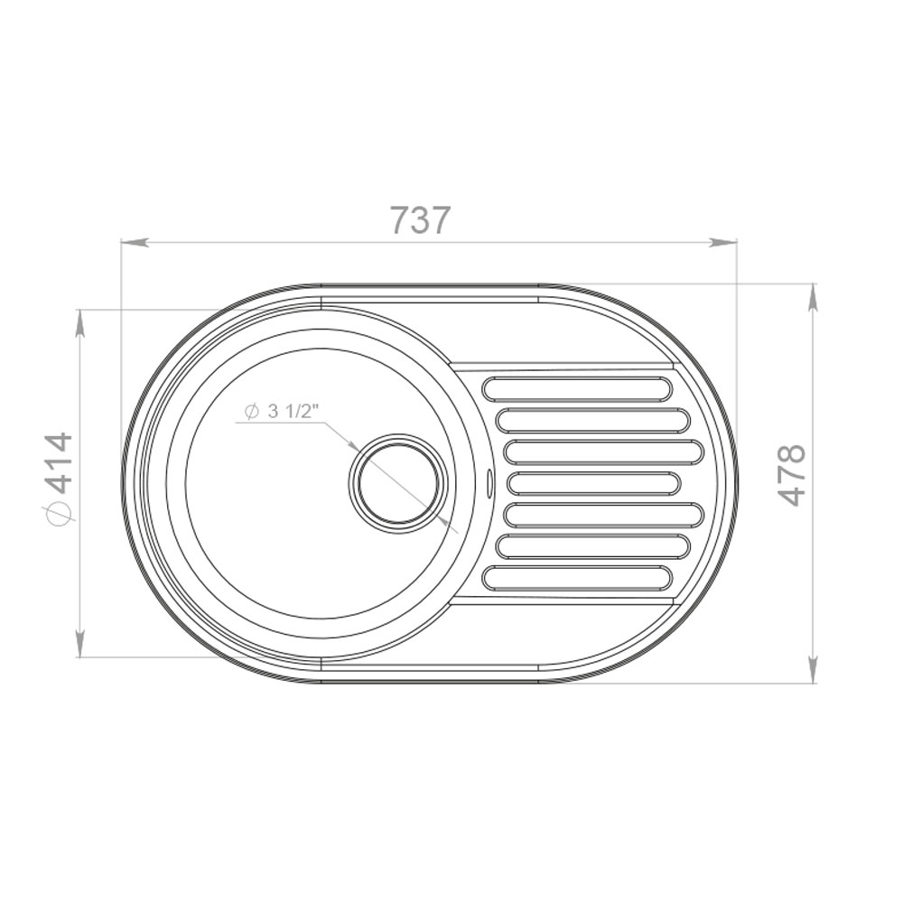 RQ55 бетон Мойка кухонная прямоугольная Raiber  - Вид №1