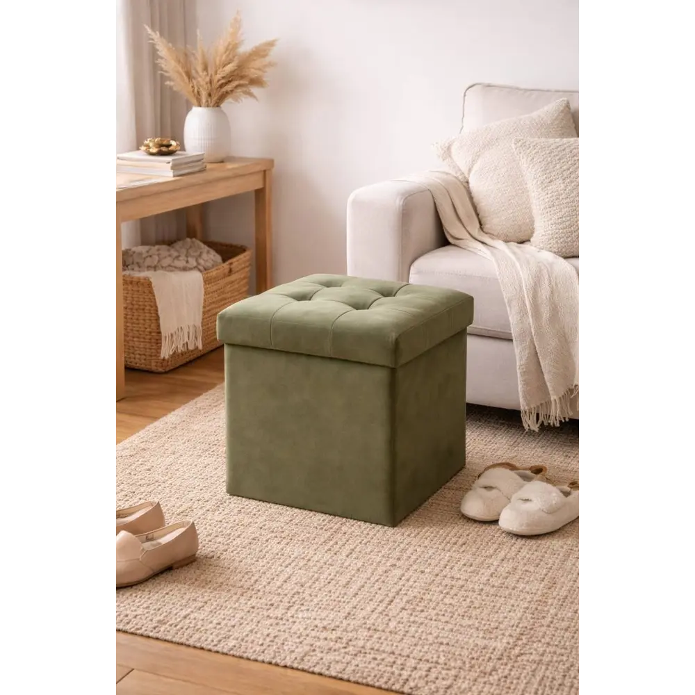 Пуф вельвет Rocksolid зеленый 38x38 см STLM-2025005 - Вид №2