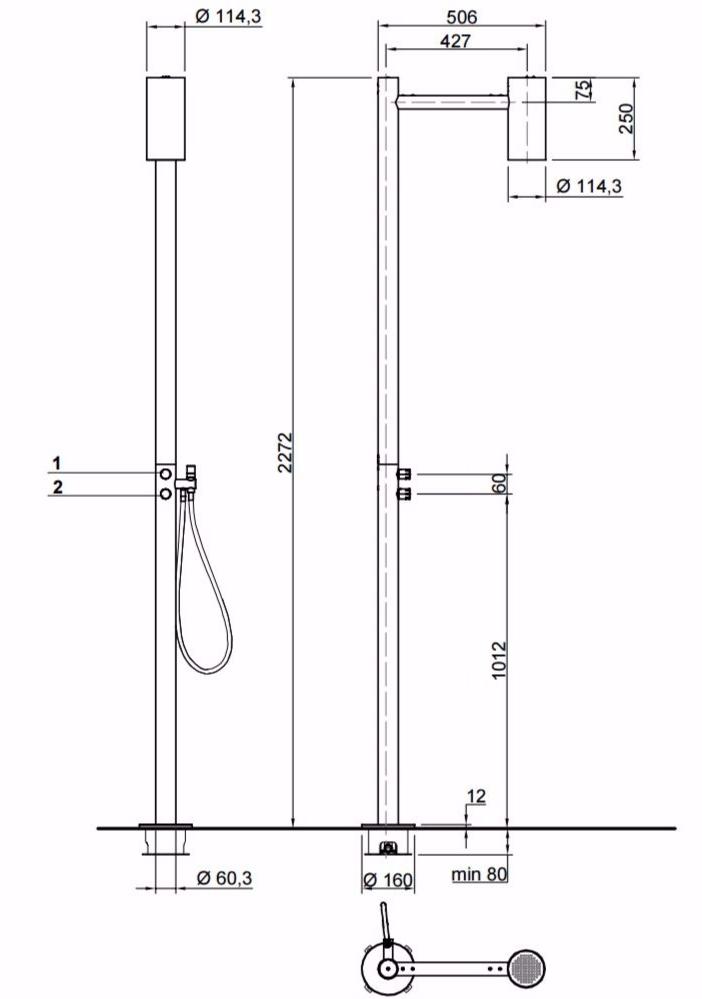 Antonio Lupi Design Напольная душевая стойка из нержавеющей стали с душевой лейкой Shawà Antoniolupi sun-id-1449210 - Вид №15