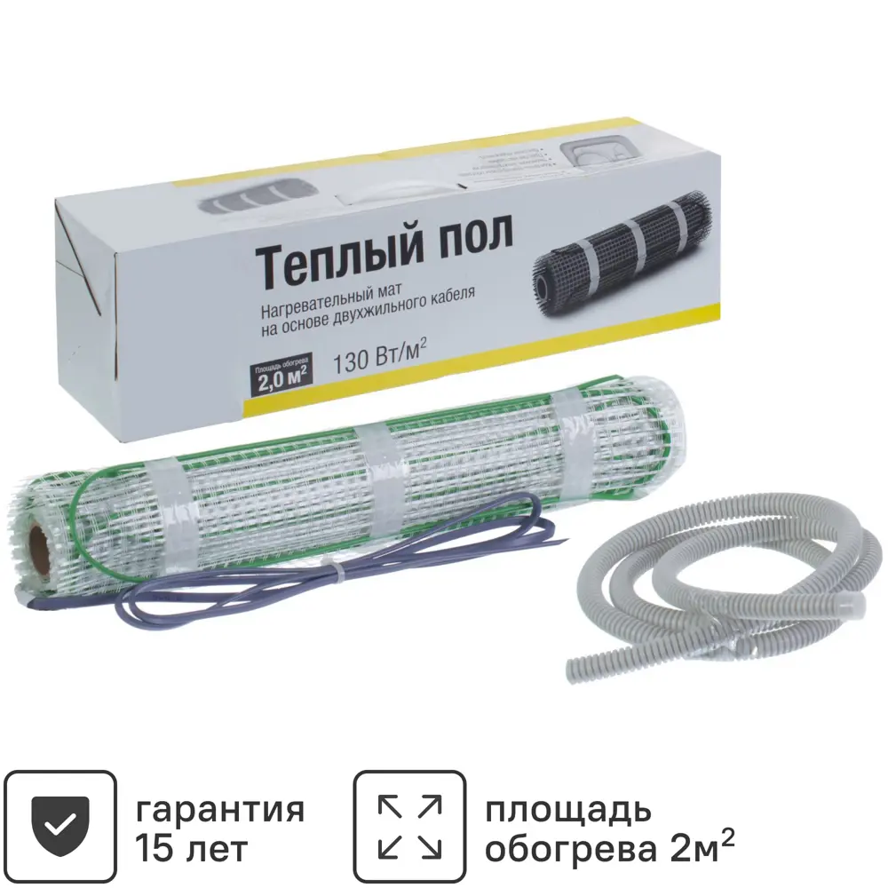Нагревательный мат для теплого пола 2 м2 260 Вт ТЕПЛОЛЮКС STLM-2063998