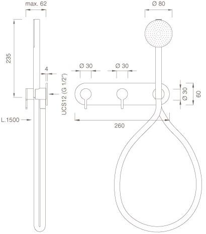 Ceadesign Настенный комплект из 2 смесителей для ванны / душа с ручным душем Innovo Inv 53h - Вид №1